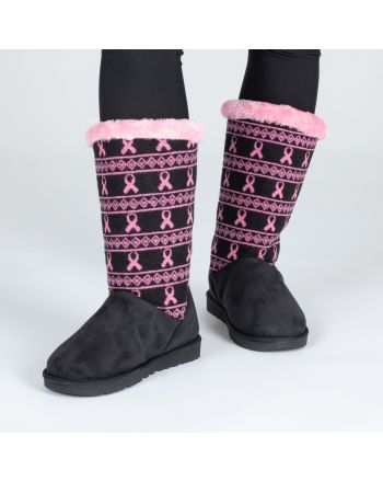 Pink Ribbon Knit Boots